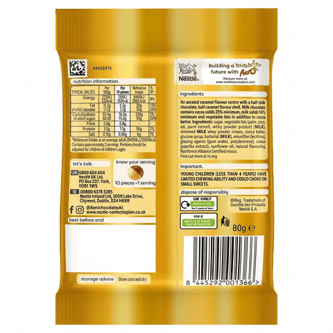Aero Bubbles Caramel Flavour Chocolate Sharing Bag 92g