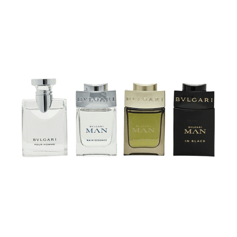 Bvlgari Men's Miniature Gift Set 4 x 5ml (Pour Homme EDT + Man Rain Essence EDP + Man Wood Essence EDP + Man in Black EDP)