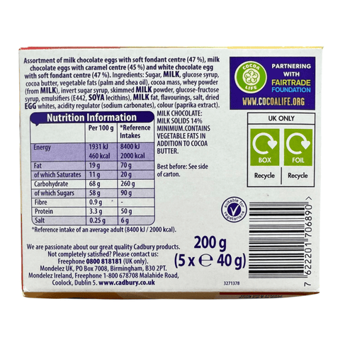 Cadbury Creme Egg Chocolate Mixed 5 Pack Multipack 200g