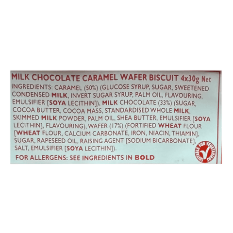 Tunnocks Milk Chocolate Caramel Wafer Biscuits Multipack 4x30g
