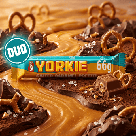 Yorkie Salted Caramel Pretzel Milk Chocolate DUO Bar 66g